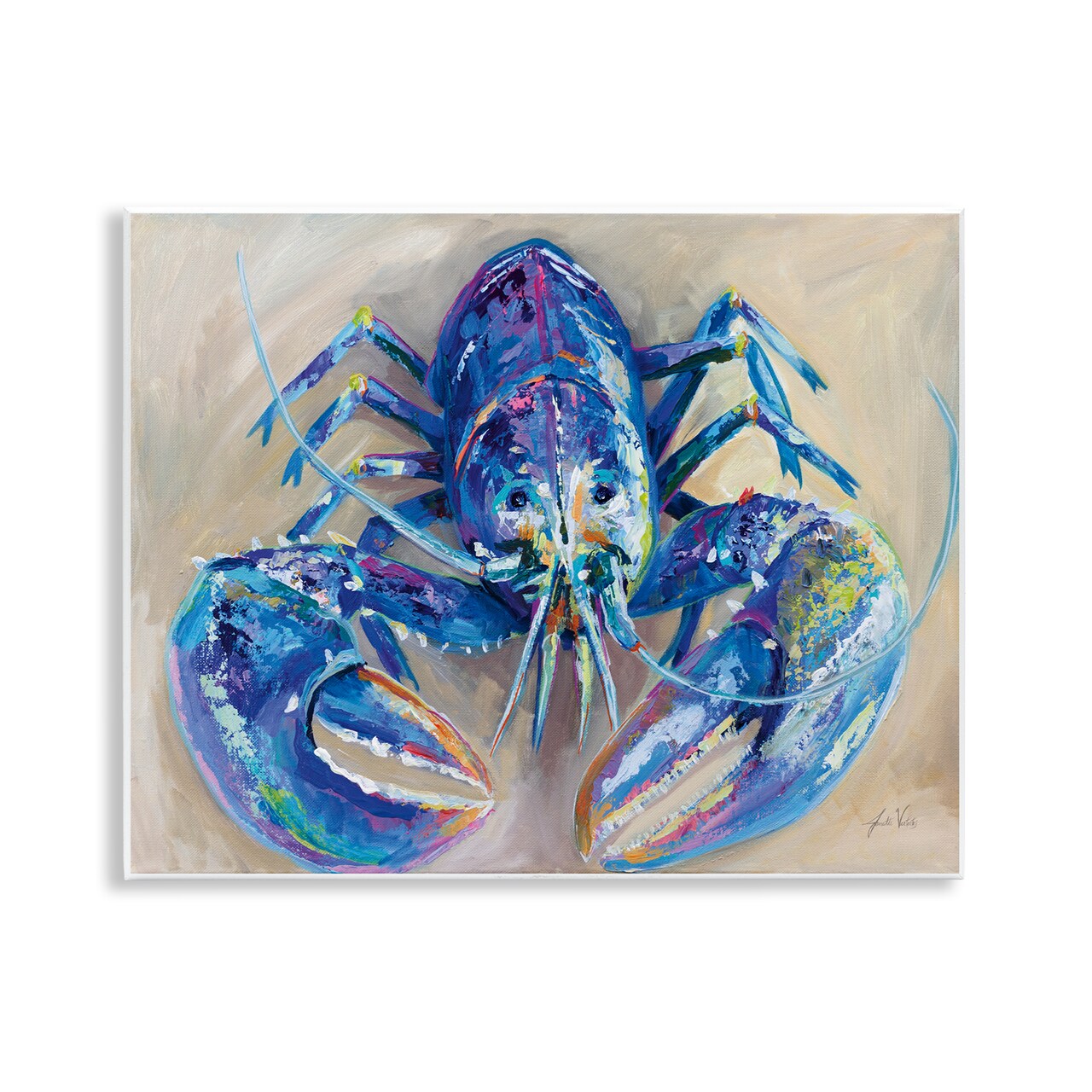 Stupell Industries Blue Lobster Impression Wall Plaque Art Design by Jeanette Vertentes